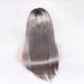 Горячие продажи 8А класс 100% девственница бразильский парик фронта шнурка человеческих волос полный парик шнурка ombre цвет объемная волна 1b серый